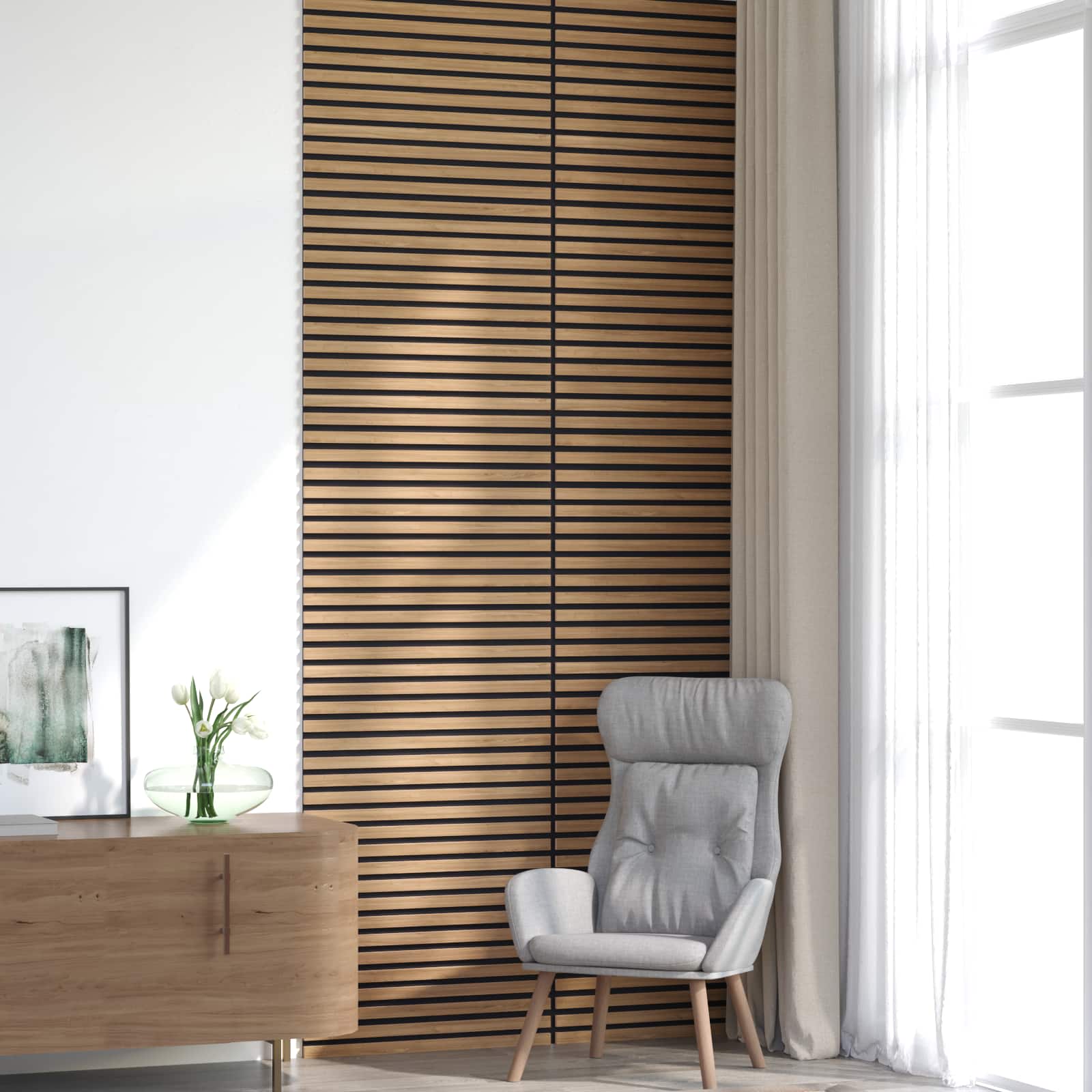 vidaXL Panele ścienne 8 pcs naturalny 60,5 x 60 cm