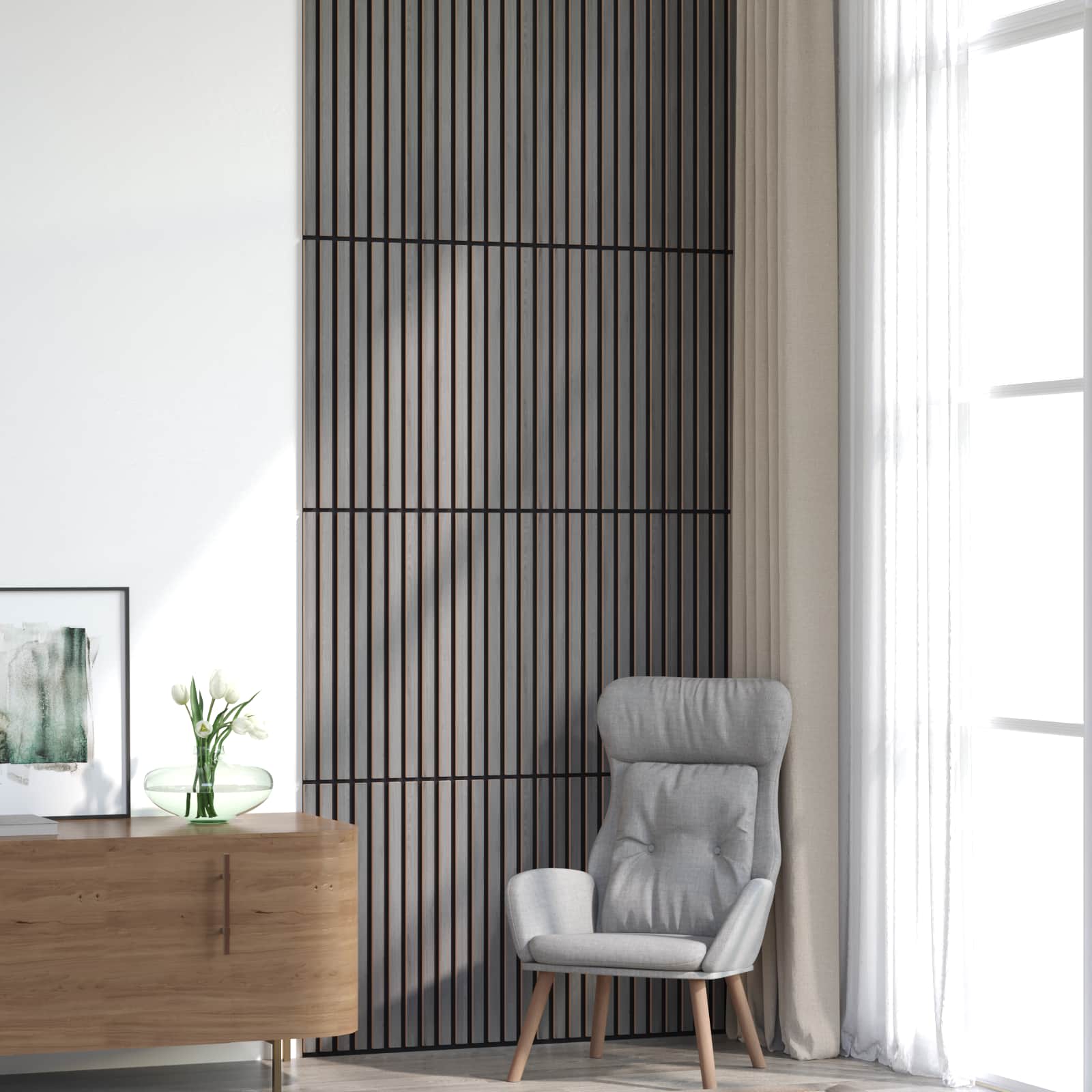 vidaXL Panele ścienne 8 pcs Szary 60,5 x 60 cm