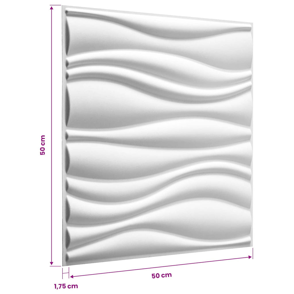 vidaXL Panele ścienne 12 pcs 50 x 50 cm Biały