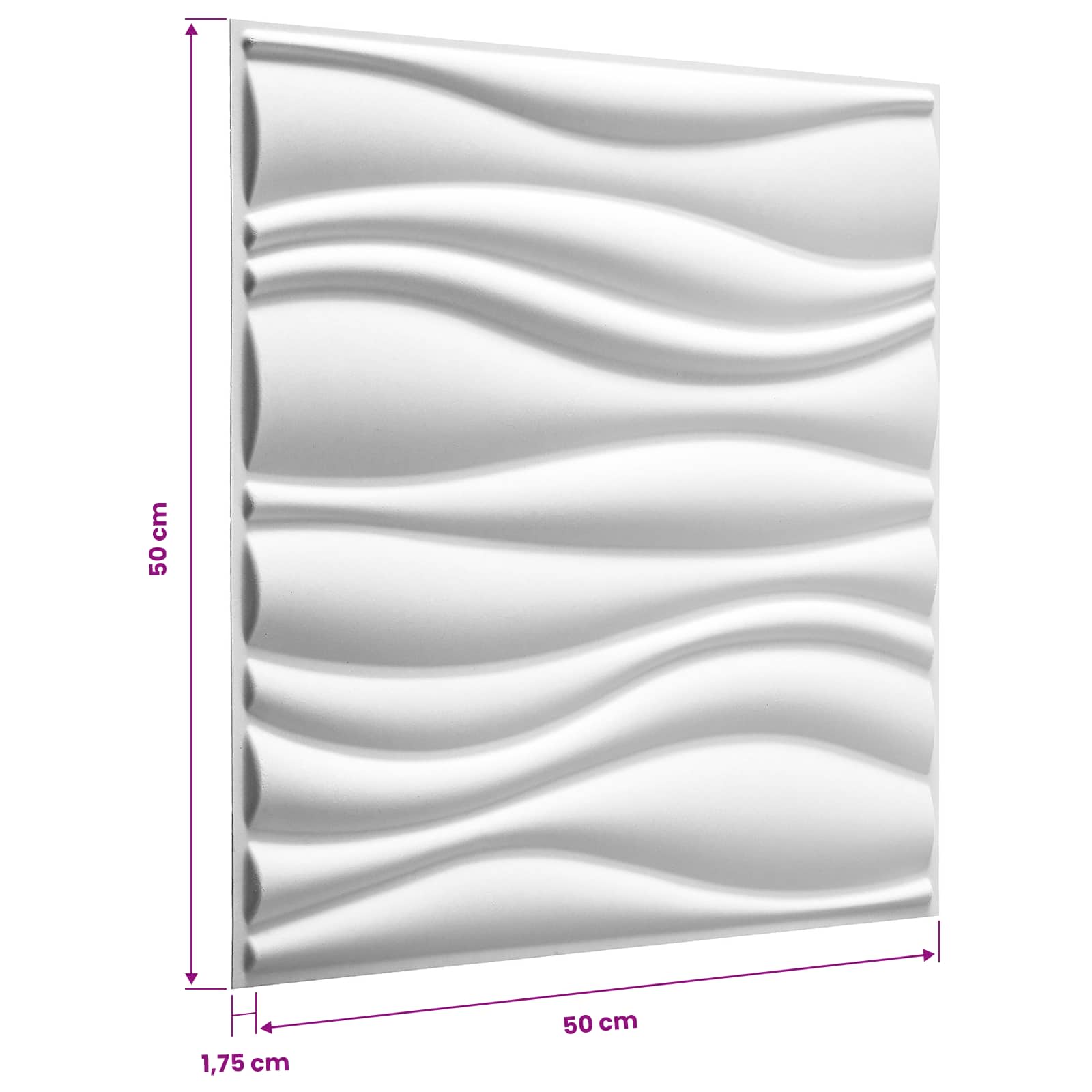 vidaXL Panele ścienne 12 pcs 50 x 50 cm Biały
