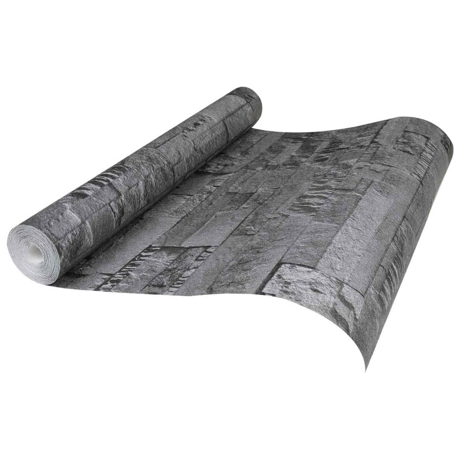vidaXL Tapeta 3D z kamieniem Czarny 10 x 0,53 m Tkanina nienałożona
