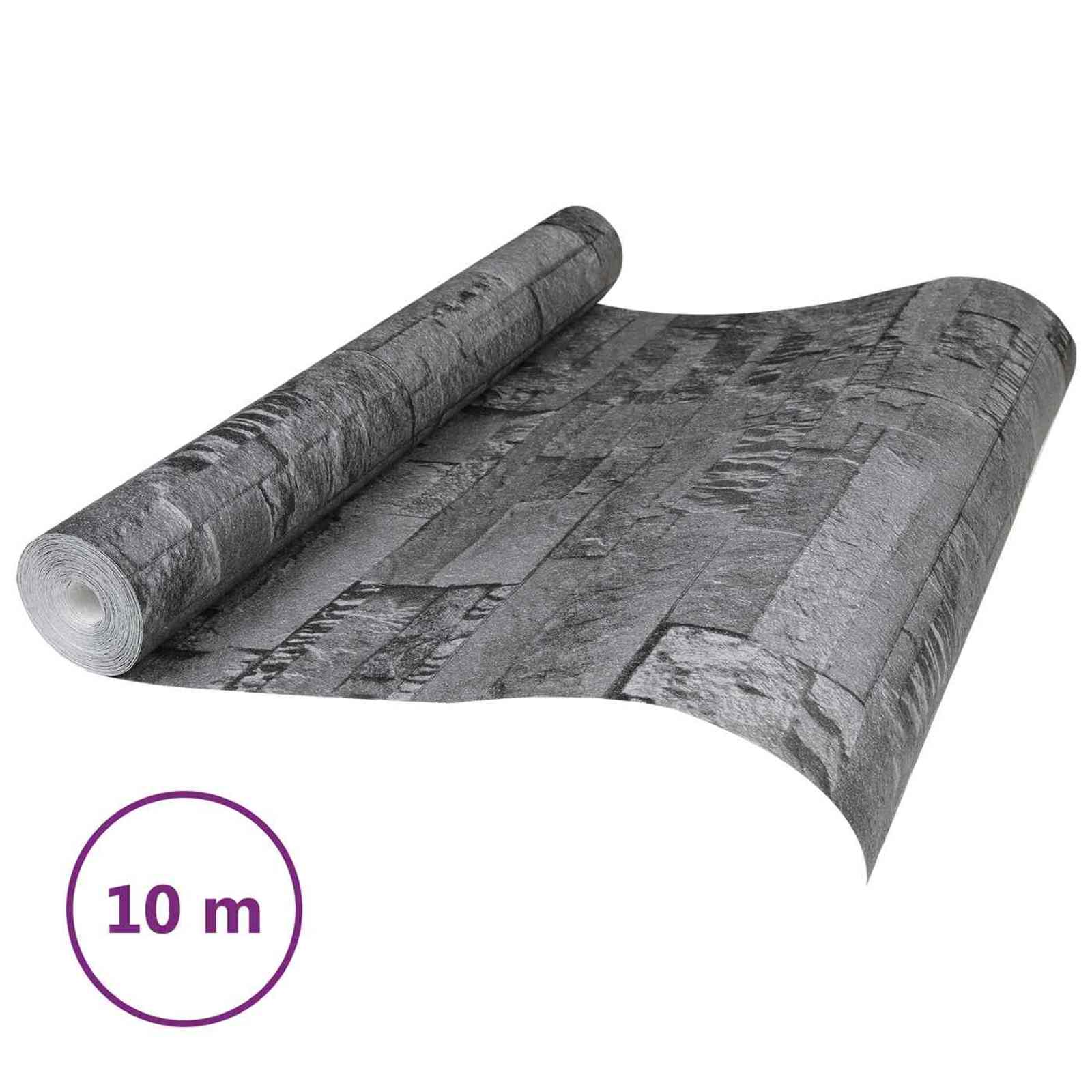 vidaXL Tapeta 3D z kamieniem Czarny 10 x 0,53 m Tkanina nienałożona