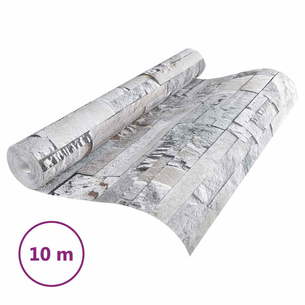 vidaXL Tapeta 3D z kamieniem Szary 10 x 0,53 m Tkanina nienałożona