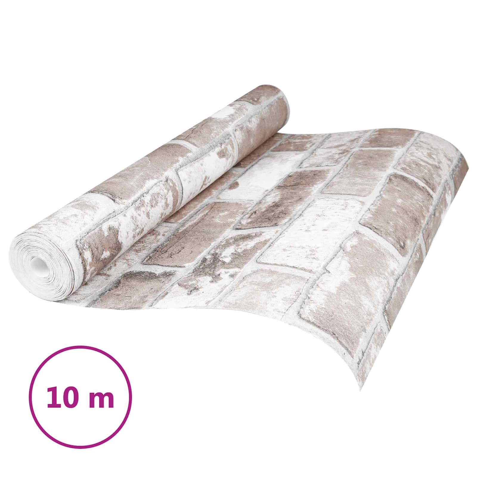 vidaXL Tapeta 3D Solid Paski Cegła 10 x 0,53 m Tkanina nienałożona