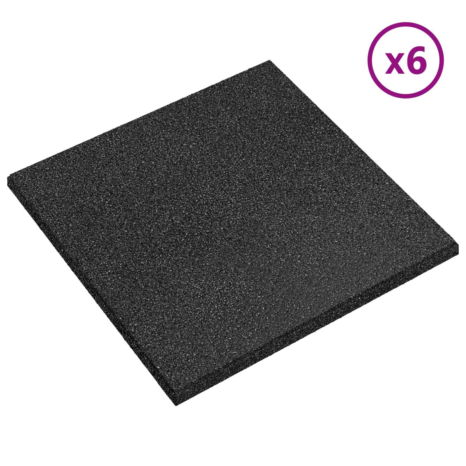 vidaXL Płytki ochronne przed upadkiem 6 pcs Czarny 50 x 50 cm Guma