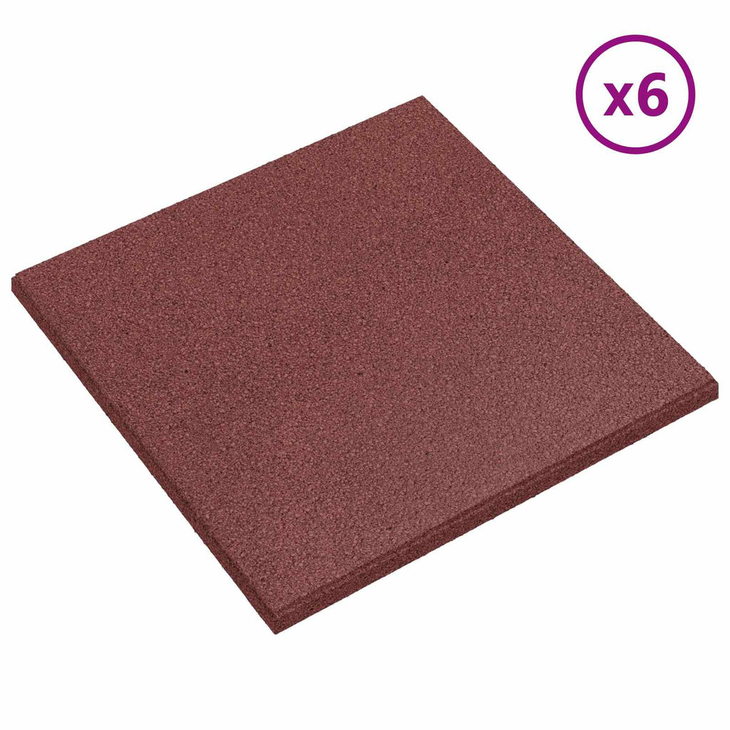vidaXL Płytki ochronne przed upadkiem 6 pcs czerwony 50 x 50 cm Guma
