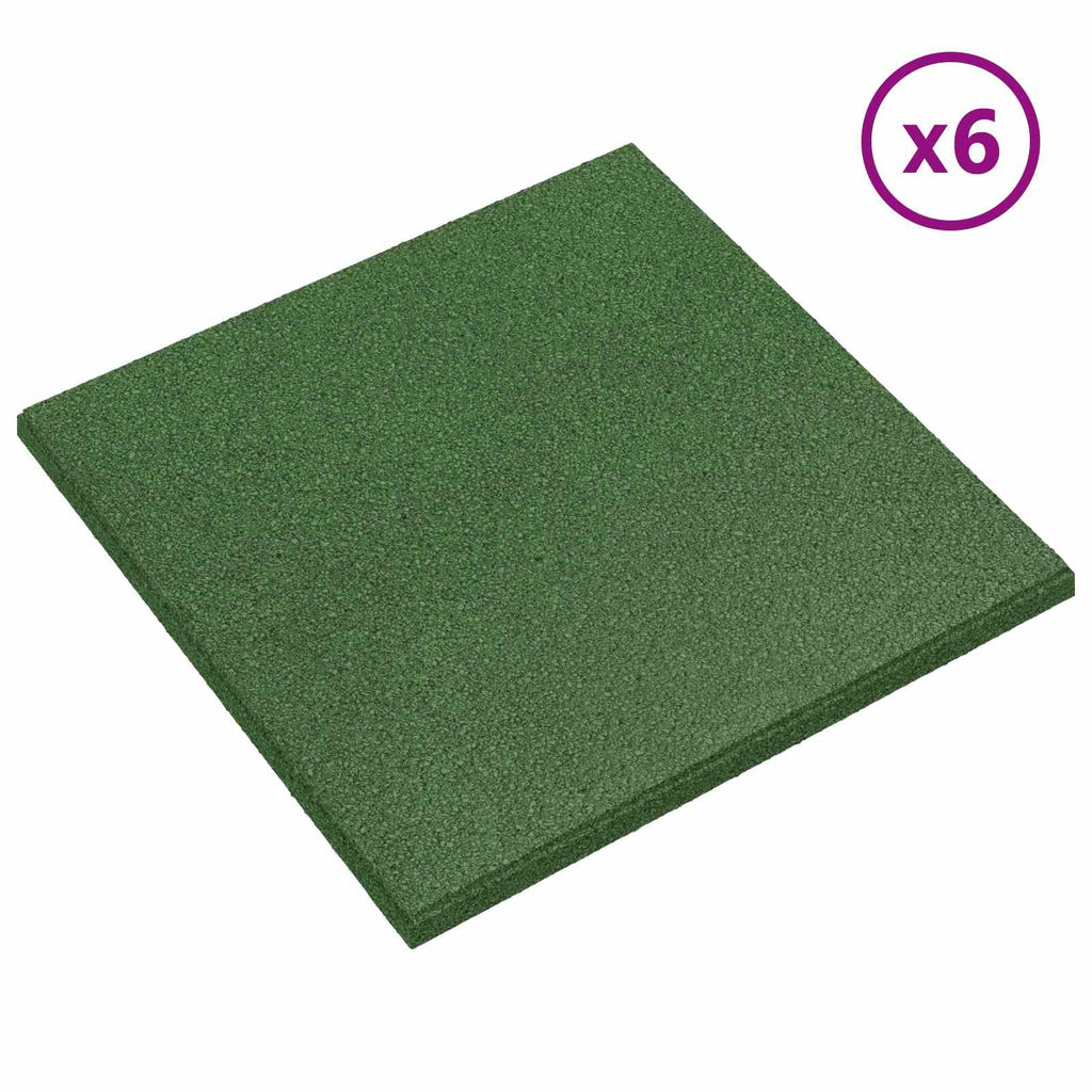 vidaXL Płytki ochronne przed upadkiem 6 pcs zielony 50 x 50 cm Guma