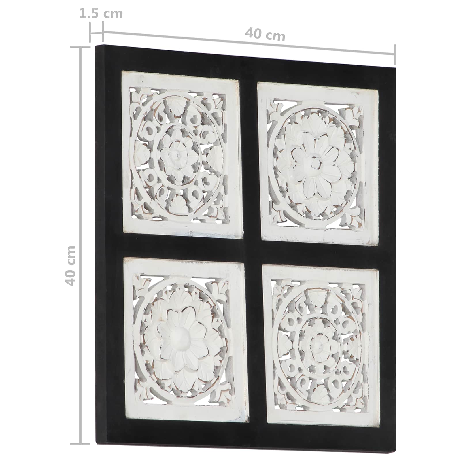 vidaXL Dekoracja artystyczna Czarny i Biały 40 x 40 x 1,5 cm