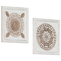 vidaXL Dekoracja artystyczna 2 pcs Brązowy i biały 40 x 40 x 1,5 cm