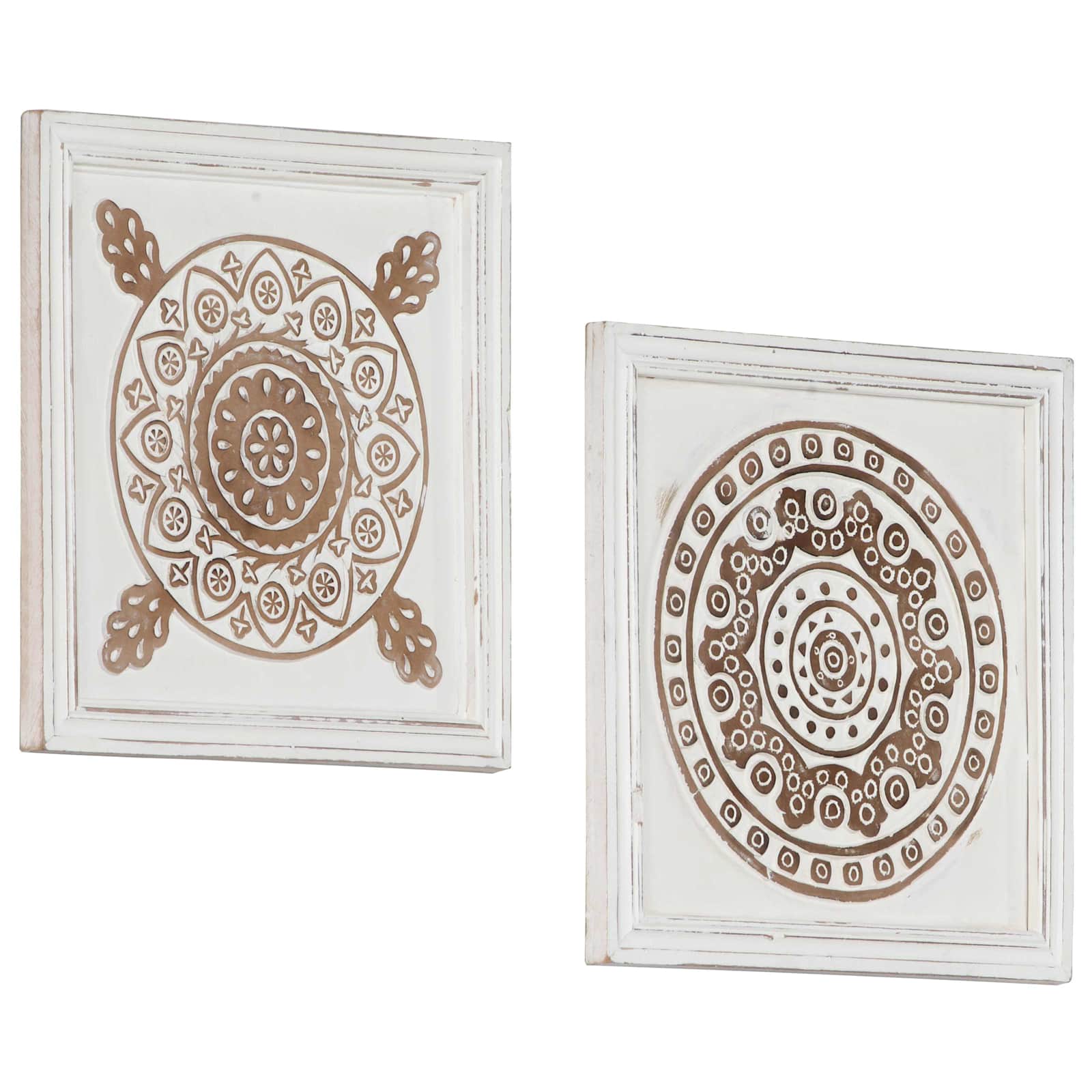 vidaXL Dekoracja artystyczna 2 pcs Brązowy i biały 40 x 40 x 1,5 cm