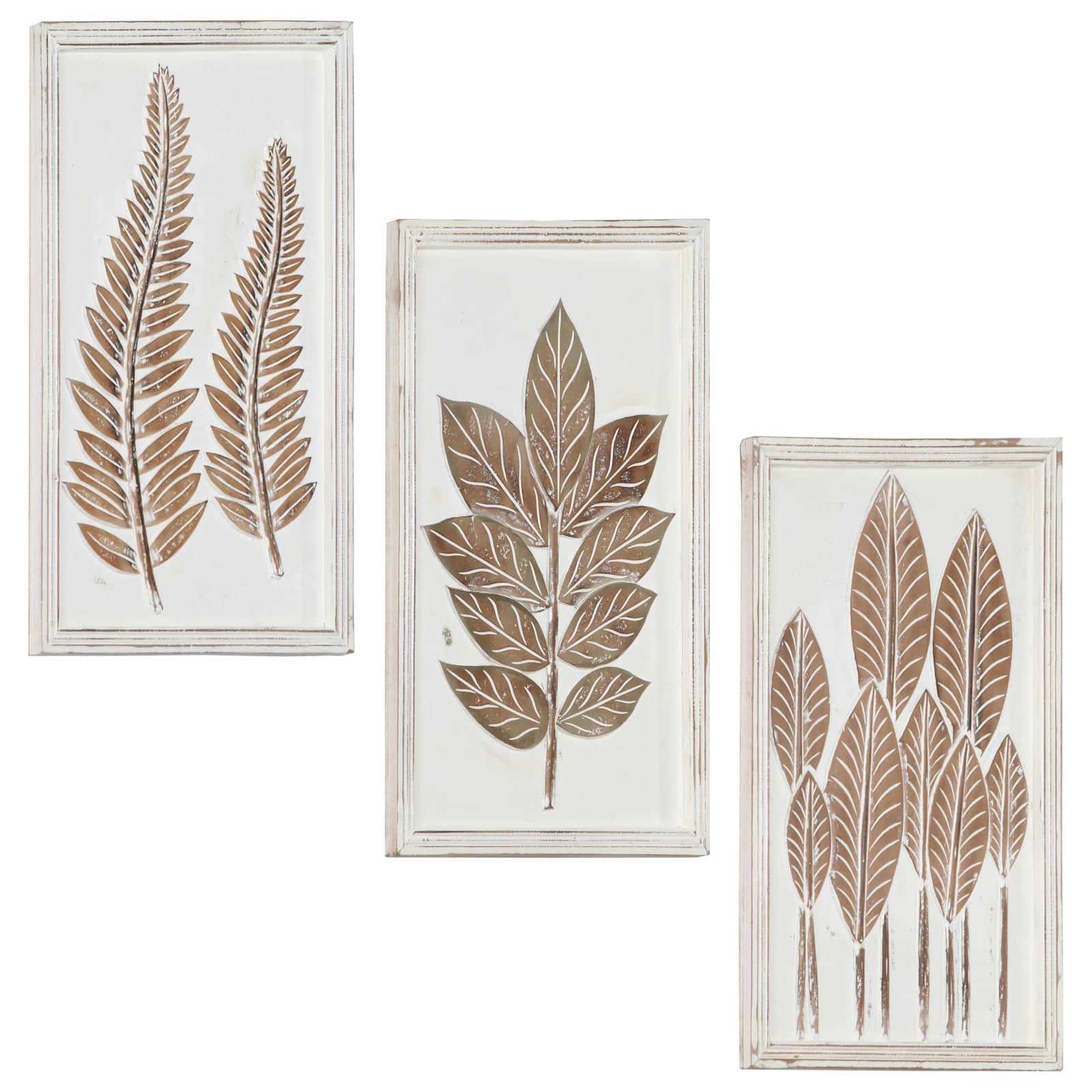 vidaXL Dekoracja artystyczna 3 pcs Brązowy i biały 40 x 40 x 1,5 cm
