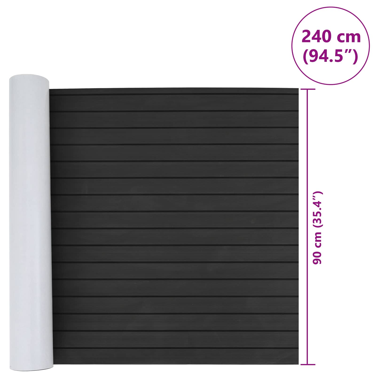 vidaXL Mata Łodziowa Paski Ciemnoszary i czarny 240 x 90 cm EVA