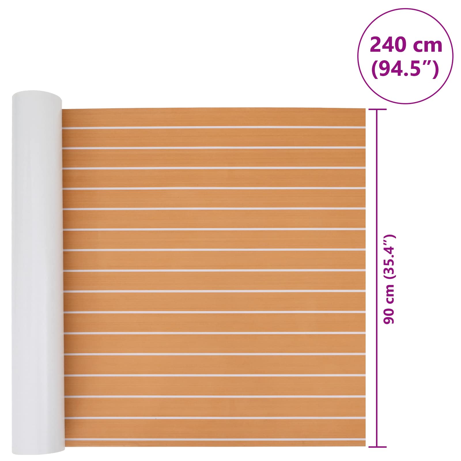 vidaXL Mata Łodziowa Paski Brązowy i biały 240 x 90 cm EVA