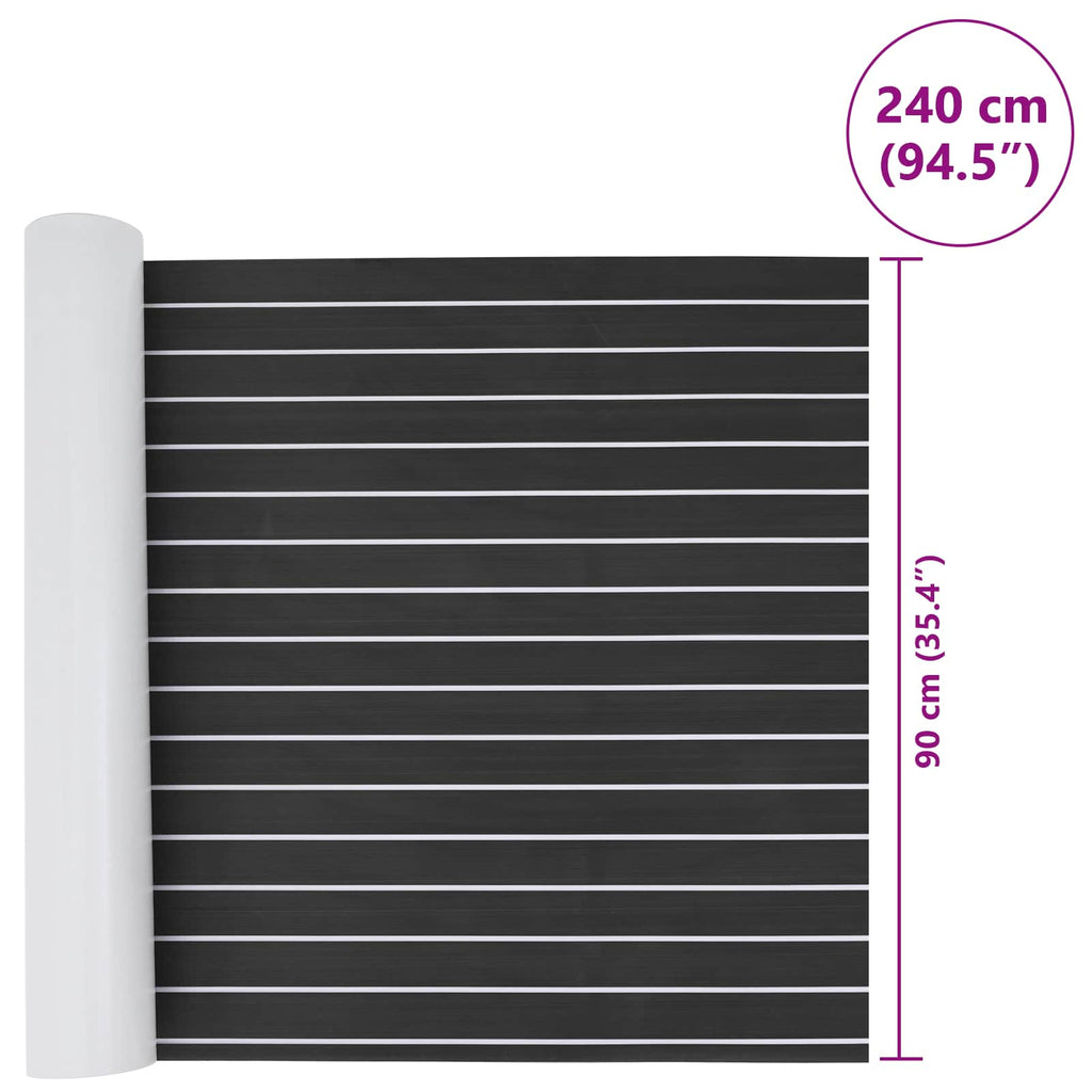 vidaXL Mata Łodziowa Paski Ciemnoszary i biały 240 x 90 cm EVA