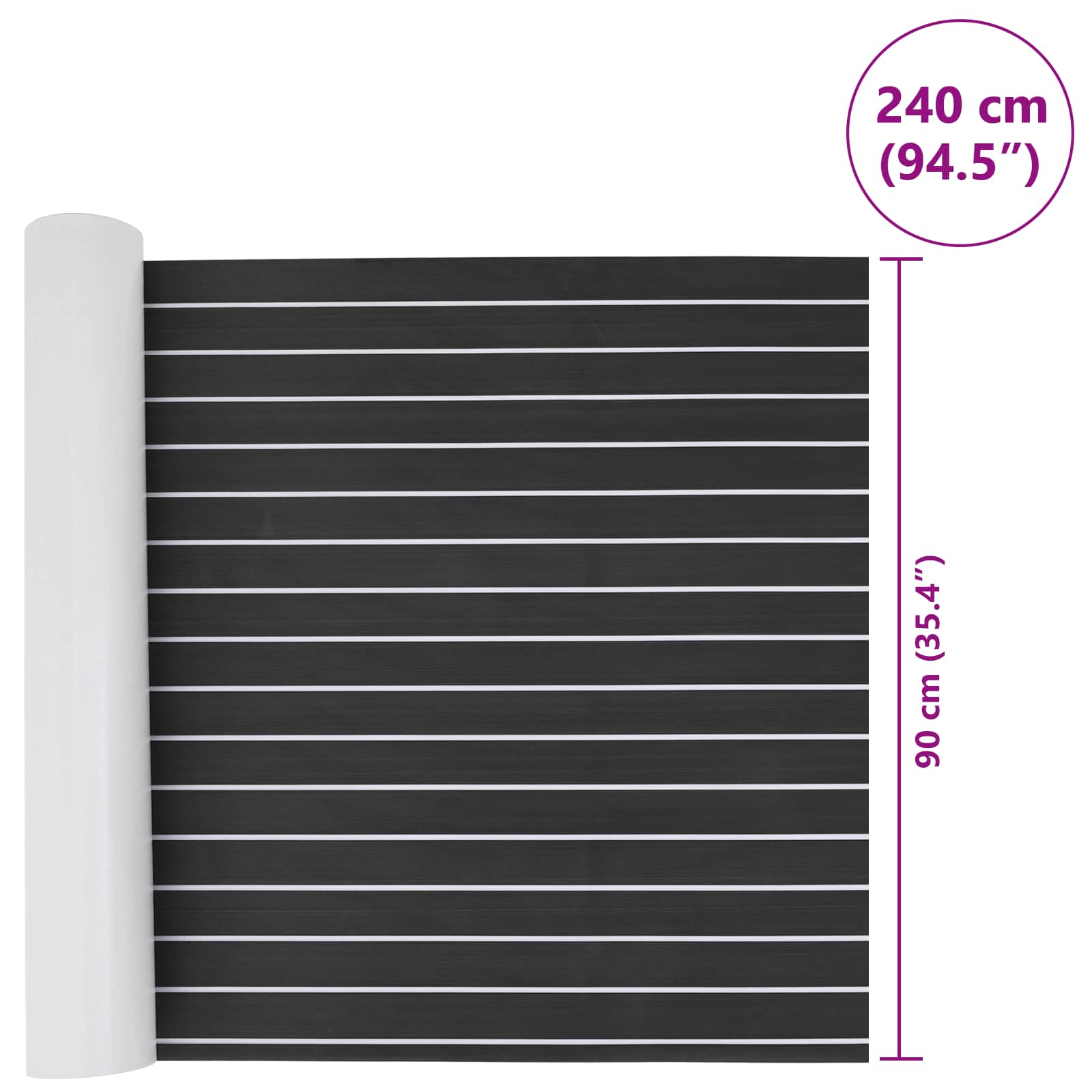 vidaXL Mata Łodziowa Paski Ciemnoszary i biały 240 x 90 cm EVA