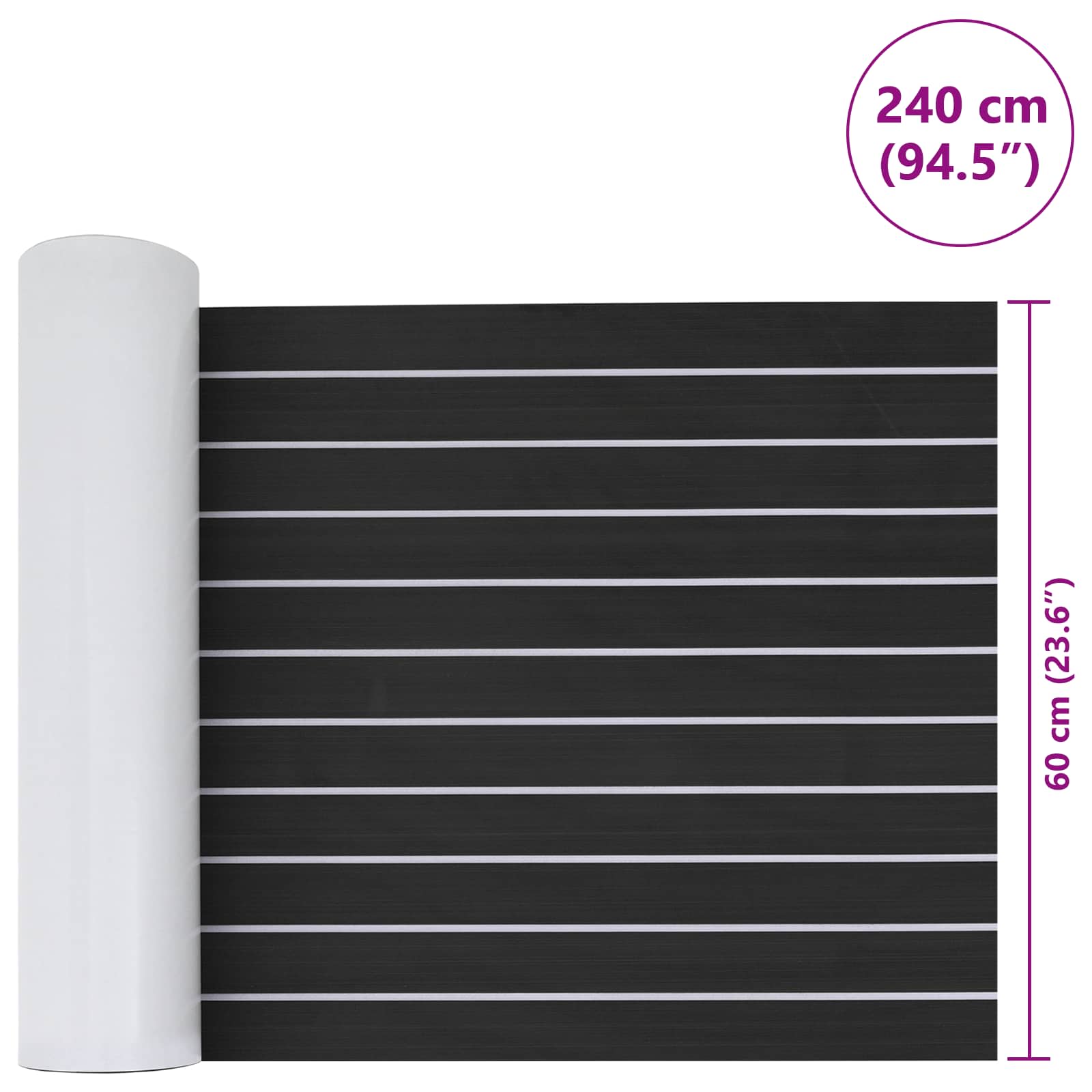 vidaXL Mata Łodziowa Paski Ciemnoszary i biały 240 x 60 cm EVA
