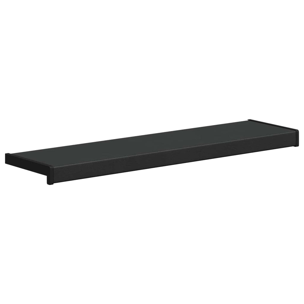 vidaXL Parapet okienny Czarny z rysunkiem drewna 60 x 25 x 4,5 cm PVC