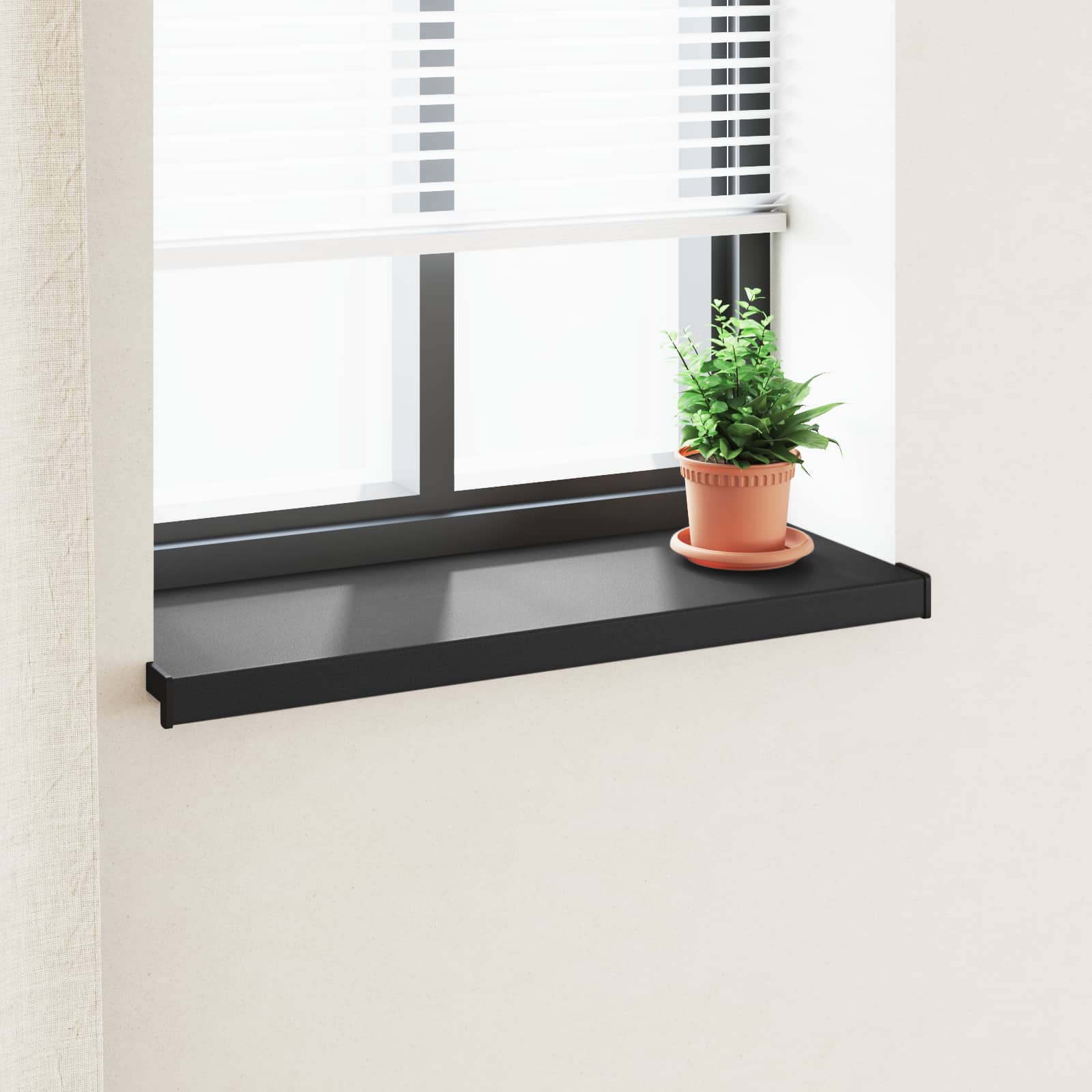 vidaXL Parapet okienny Czarny z rysunkiem drewna 80 x 35 x 4,5 cm PVC