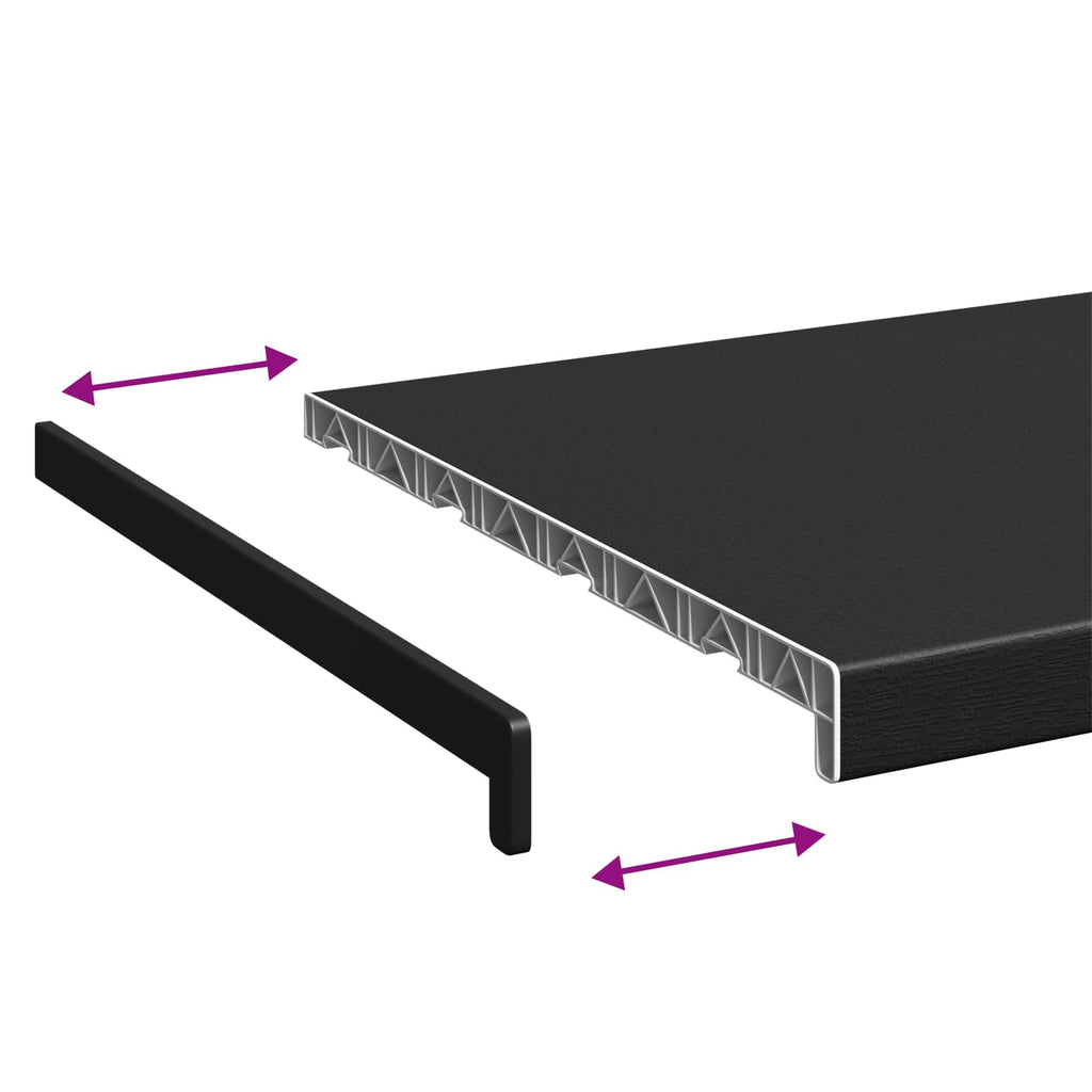 vidaXL Parapet okienny Czarny z rysunkiem drewna 140 x 45 x 4,5 cm PVC