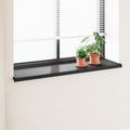 vidaXL Parapet okienny Czarny z rysunkiem drewna 140 x 45 x 4,5 cm PVC
