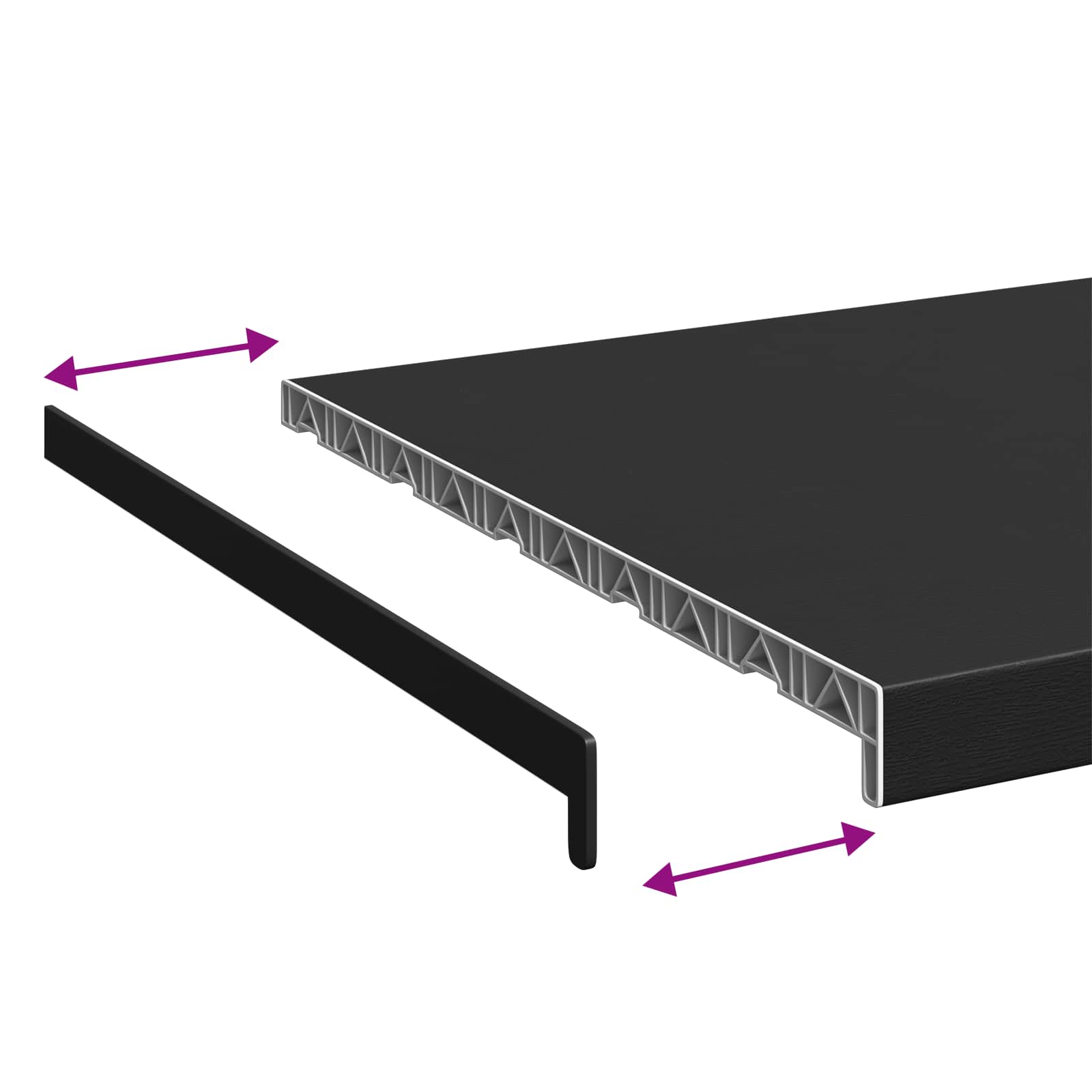 vidaXL Parapet okienny Czarny z rysunkiem drewna 100 x 50 x 4,5 cm PVC