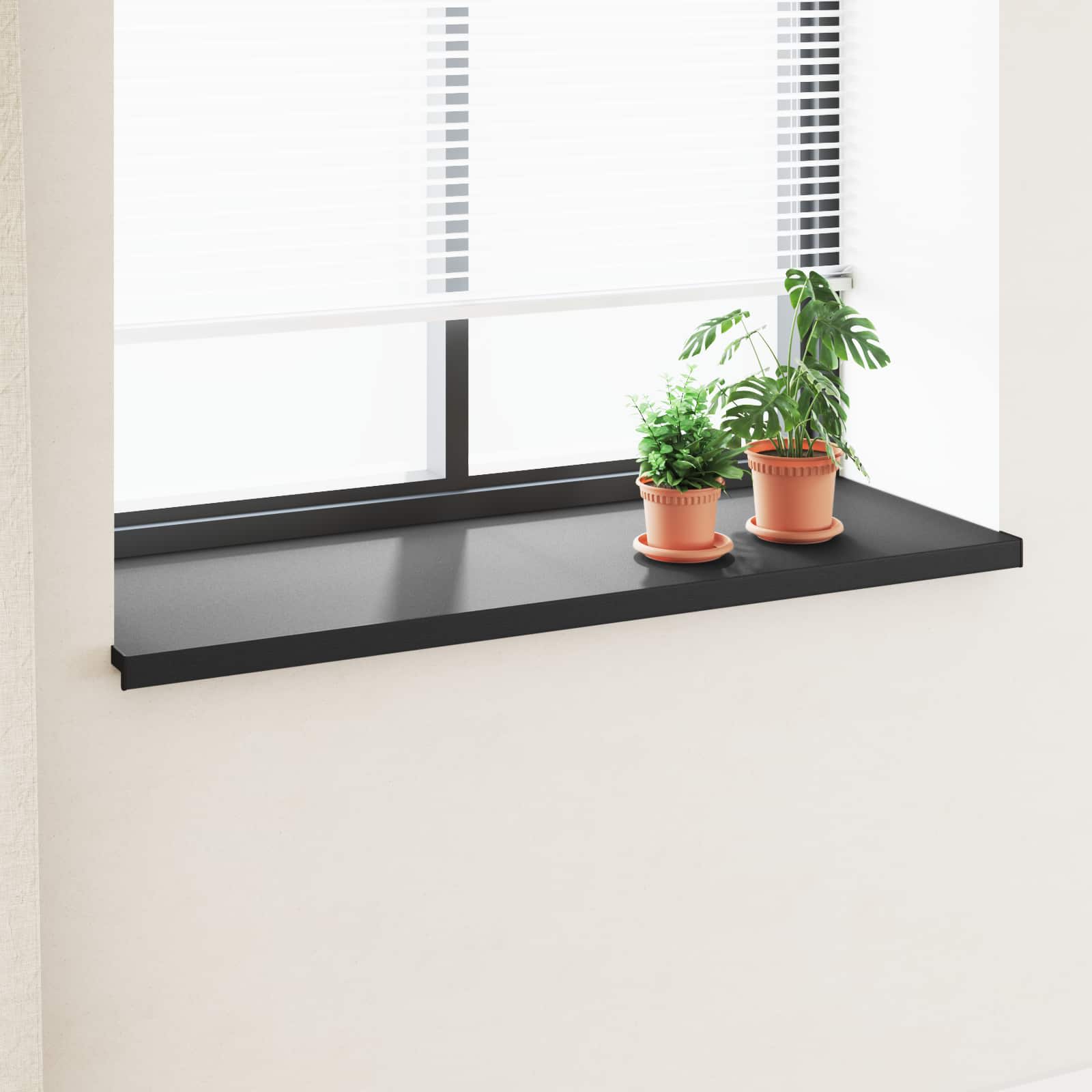 vidaXL Parapet okienny Czarny z rysunkiem drewna 120 x 50 x 4,5 cm PVC