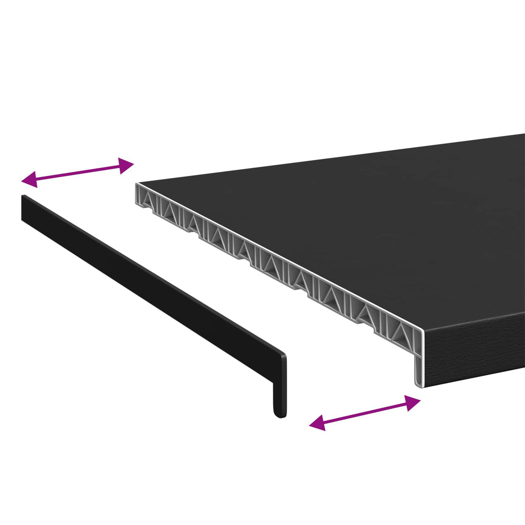 vidaXL Parapet okienny Czarny z rysunkiem drewna 140 x 50 x 4,5 cm PVC