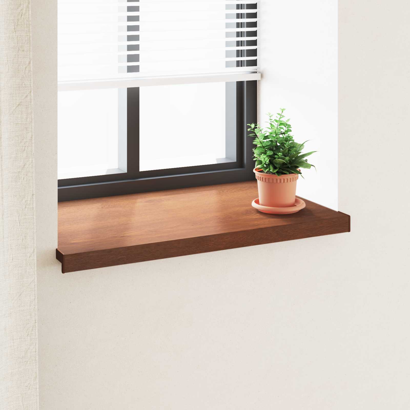 vidaXL Parapet okienny Brązowe drewno 100 x 50 x 4,5 cm PVC