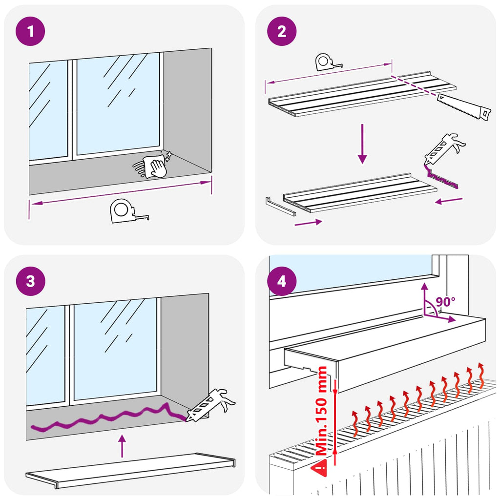 vidaXL Parapet okienny Antracytowy z rysunkiem drewna PVC