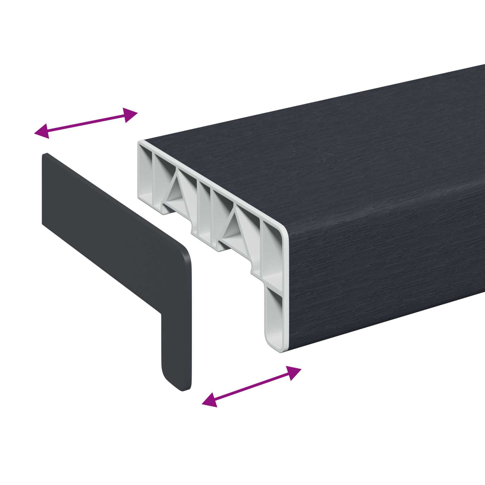 vidaXL Parapet okienny Antracytowy z rysunkiem drewna PVC