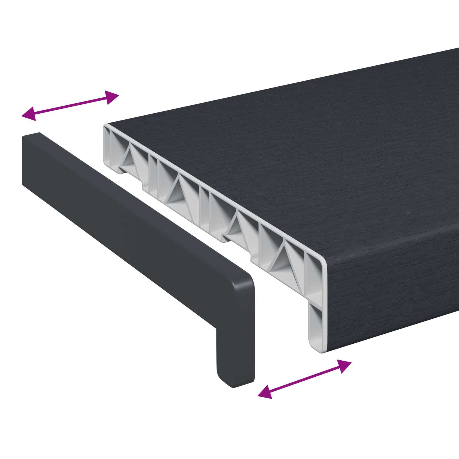 vidaXL Parapet okienny Antracytowy z rysunkiem drewna 80 x 25 x 4,5 cm