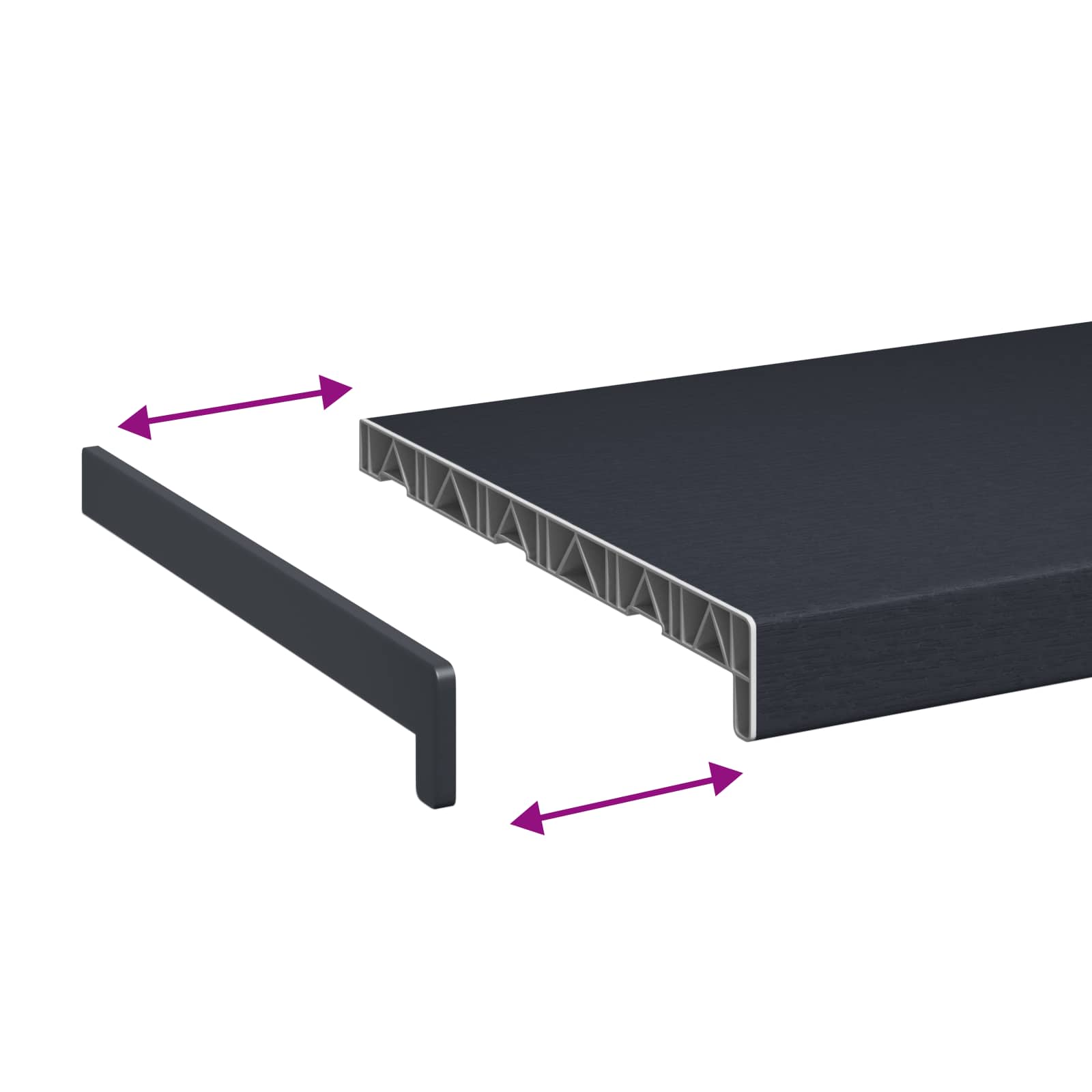 vidaXL Parapet okienny Antracytowy z rysunkiem drewna PVC