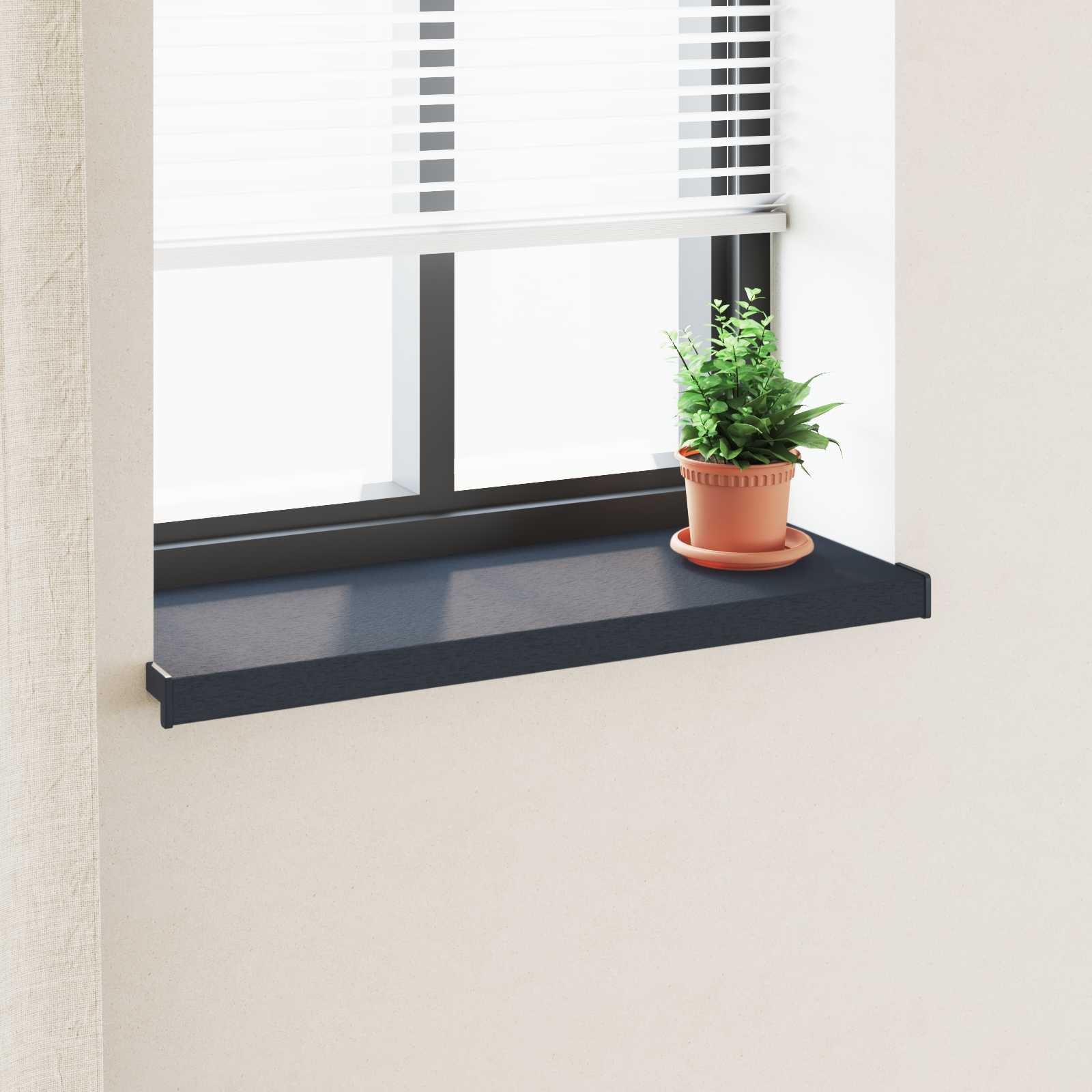 vidaXL Parapet okienny Antracytowy z rysunkiem drewna 60 x 35 x 4,5 cm