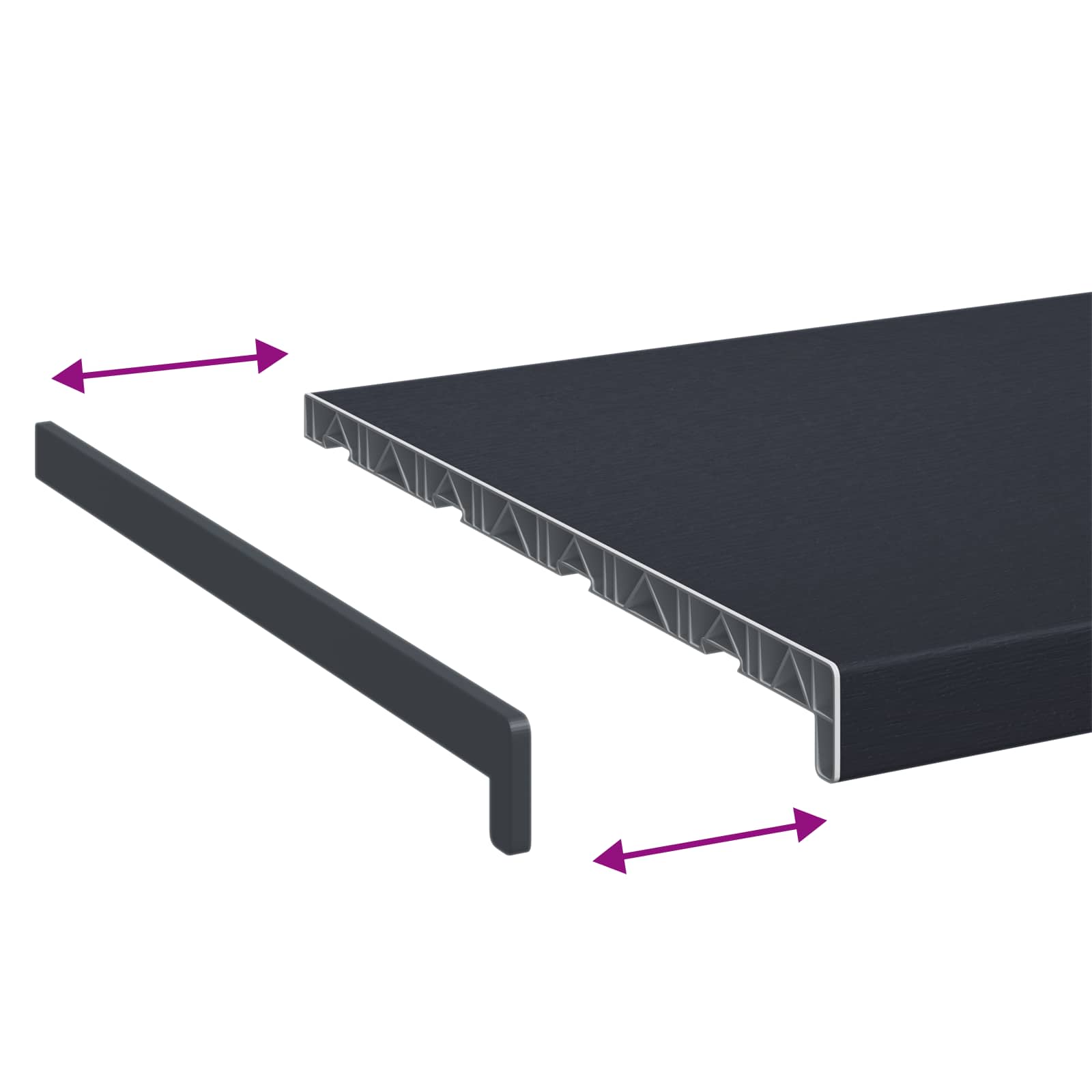 vidaXL Parapet okienny Antracytowy z rysunkiem drewna PVC