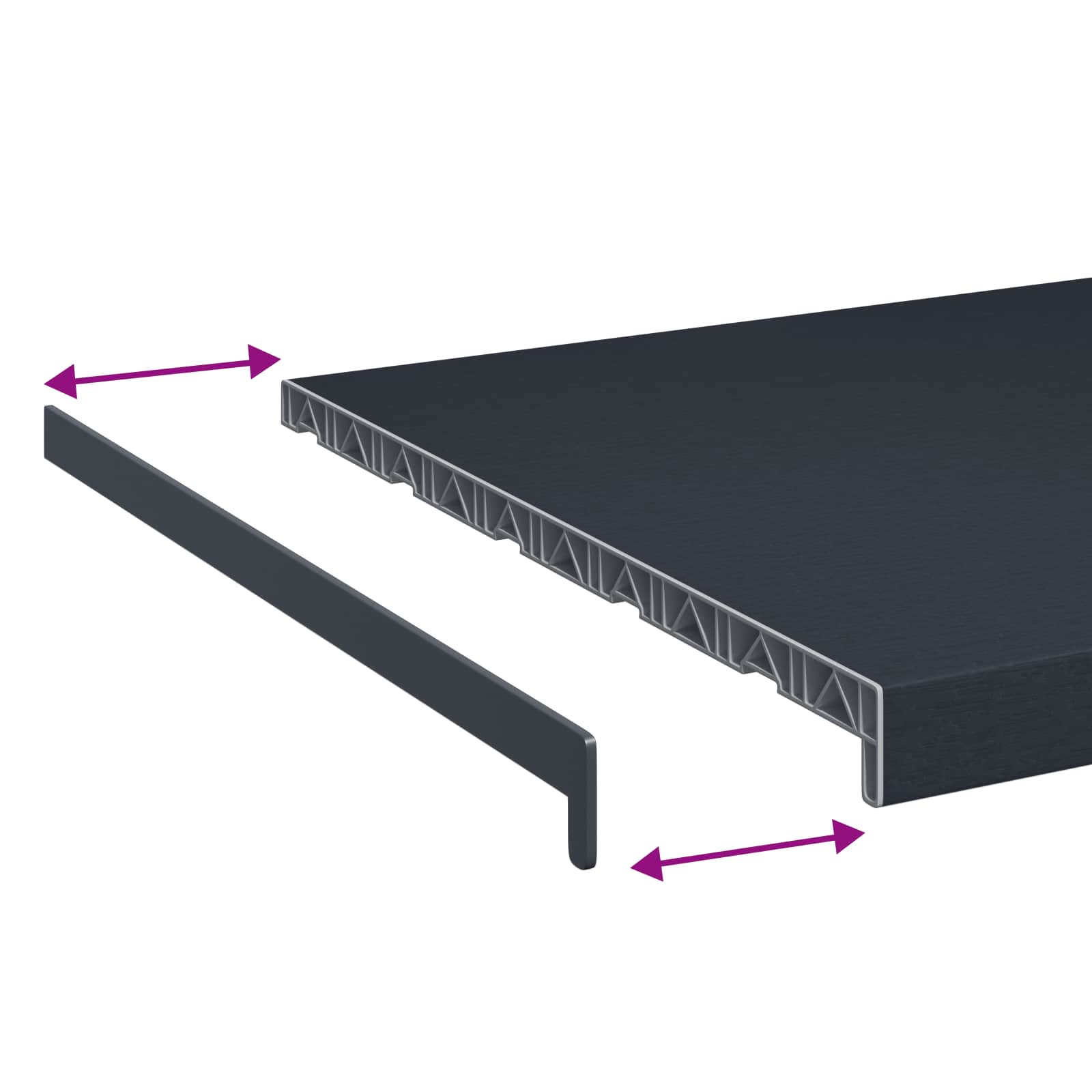 vidaXL Parapet okienny Antracytowy z rysunkiem drewna 60 x 50 x 4,5 cm