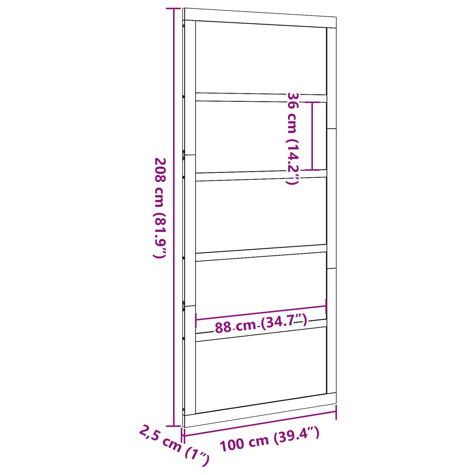 vidaXL Drzwi do stodoły Biały 100 x 2,5 x 208 cm Lite drewno sosnowe