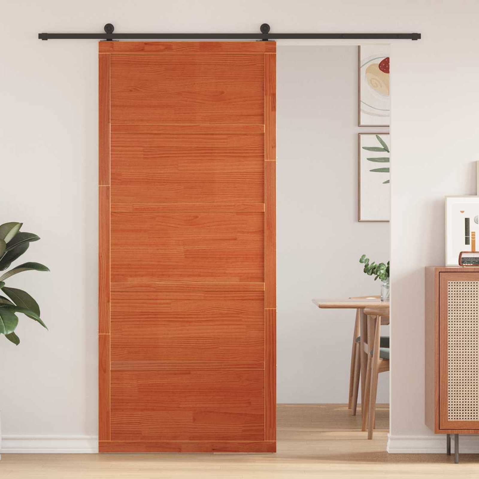 vidaXL Drzwi do stodoły Woskowany brąz 100 x 2,5 x 208 cm