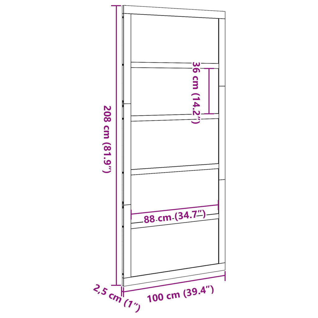 vidaXL Drzwi do stodoły Woskowany brąz 100 x 2,5 x 208 cm