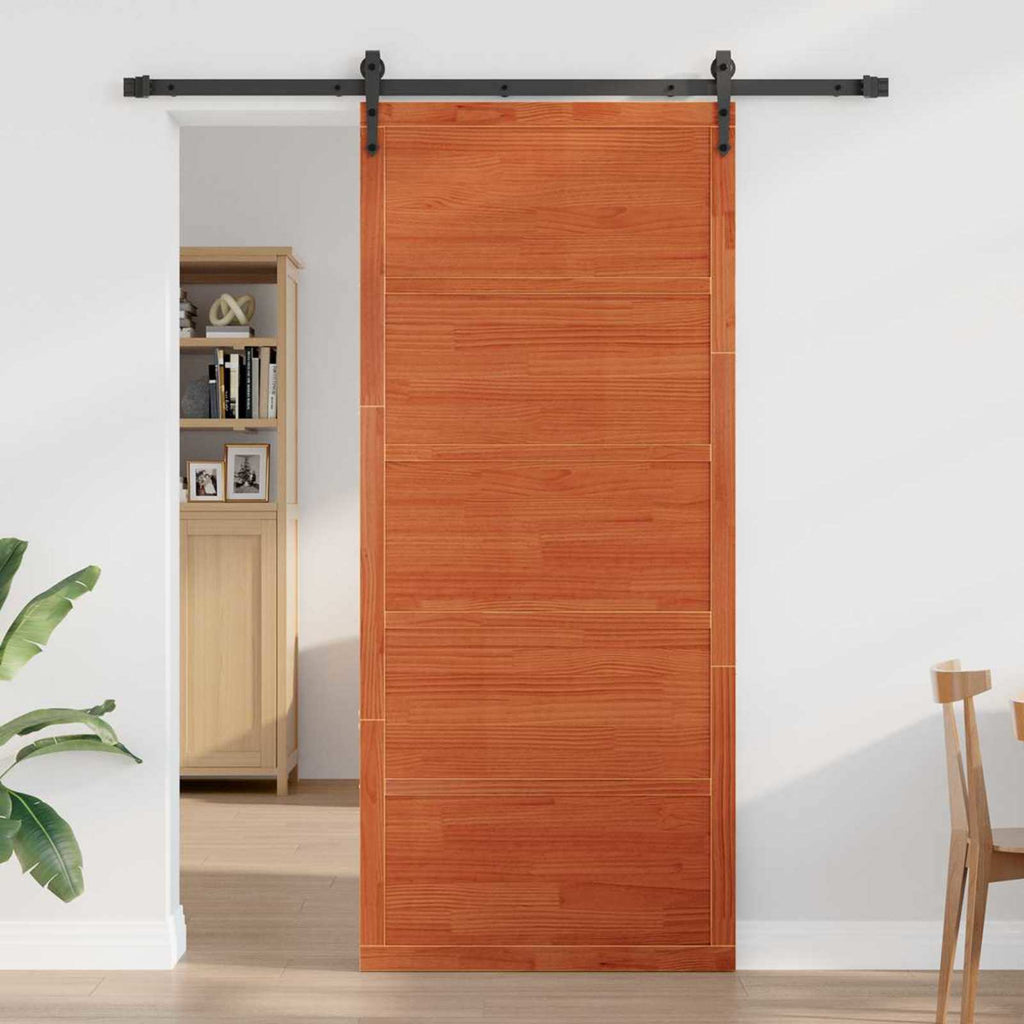 vidaXL Drzwi do stodoły Woskowany brąz 90 x 2,5 x 208 cm