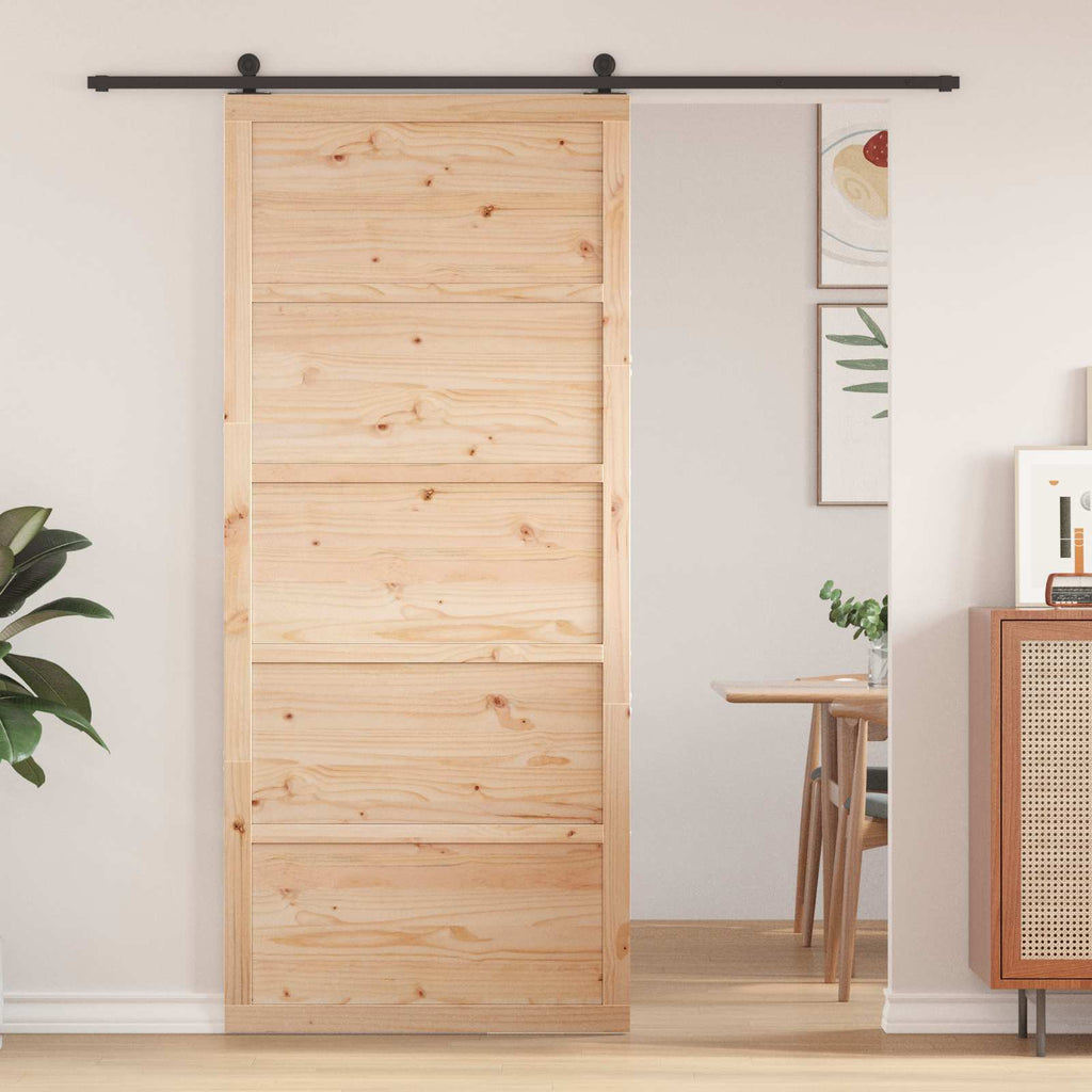 vidaXL Drzwi do stodoły naturalny 80 x 2,5 x 208 cm