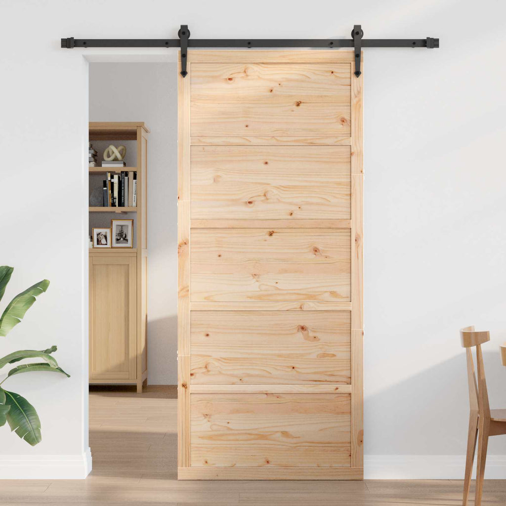 vidaXL Drzwi do stodoły naturalny 80 x 2,5 x 208 cm