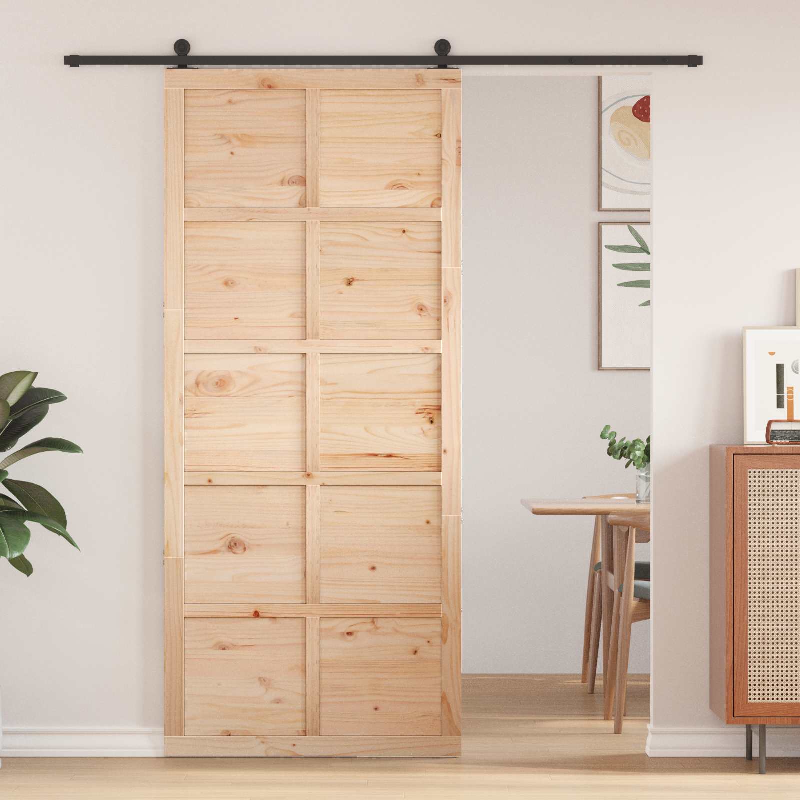 vidaXL Drzwi do stodoły naturalny 100 x 2,5 x 208 cm