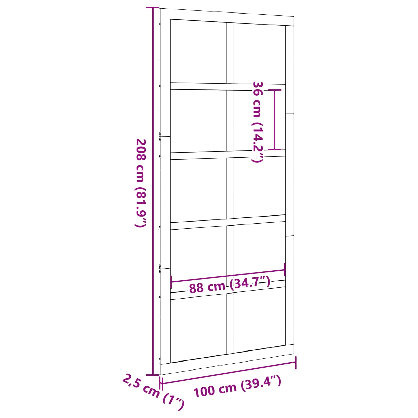 vidaXL Drzwi do stodoły Sosna woskowana 100 x 2,5 x 208 cm