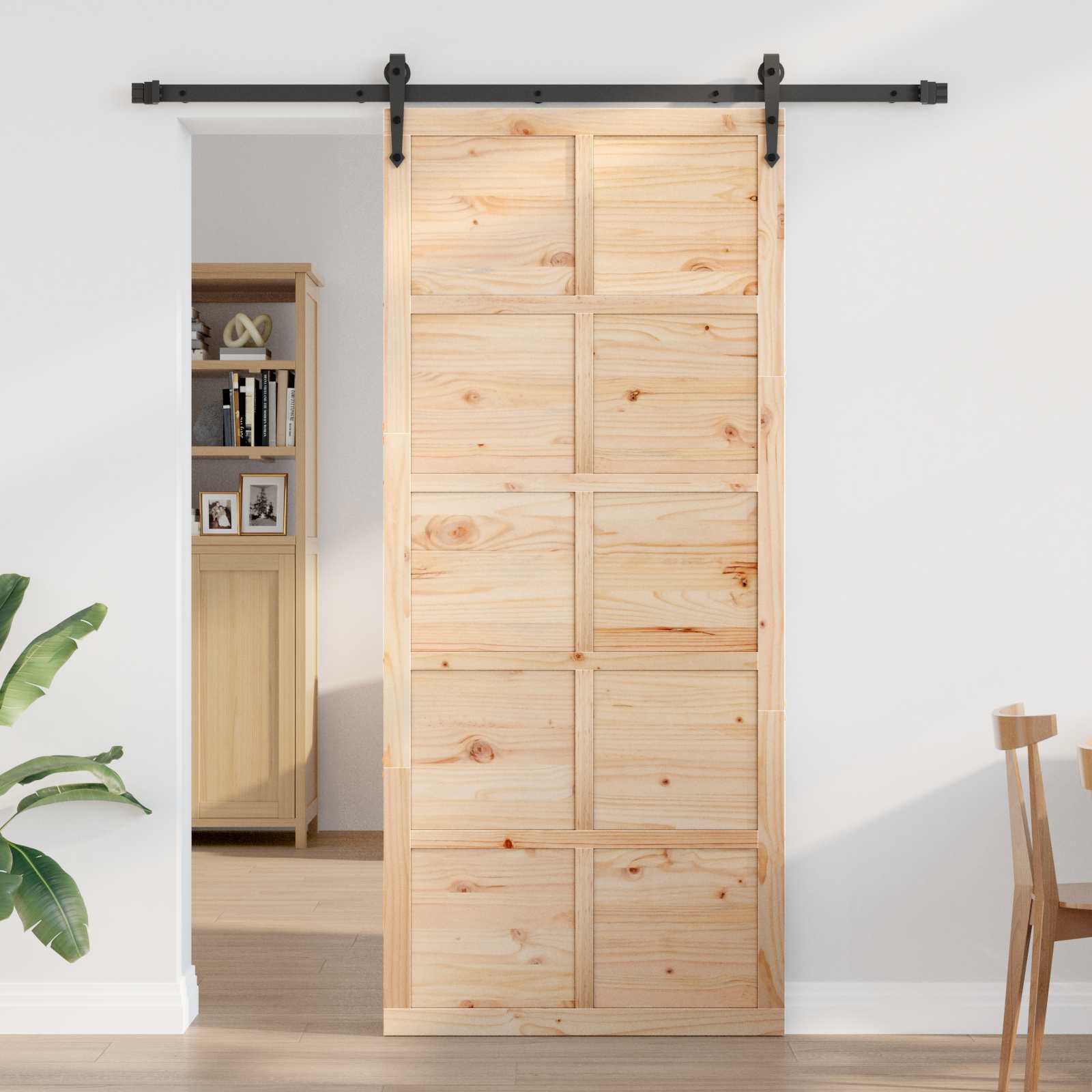 vidaXL Drzwi do stodoły naturalny 90 x 2,5 x 208 cm