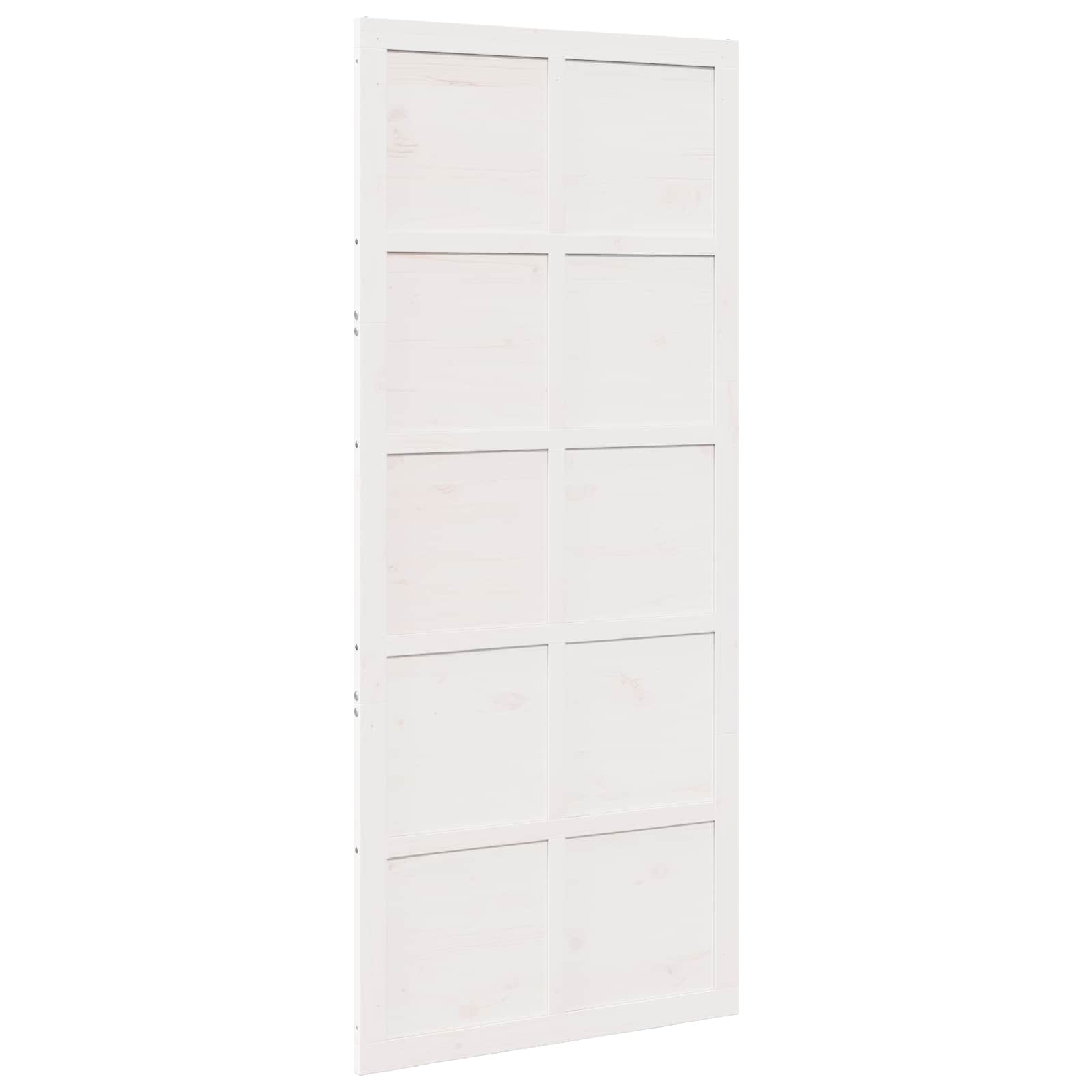 vidaXL Drzwi do stodoły Biały 90 x 2,5 x 208 cm Lite drewno sosnowe