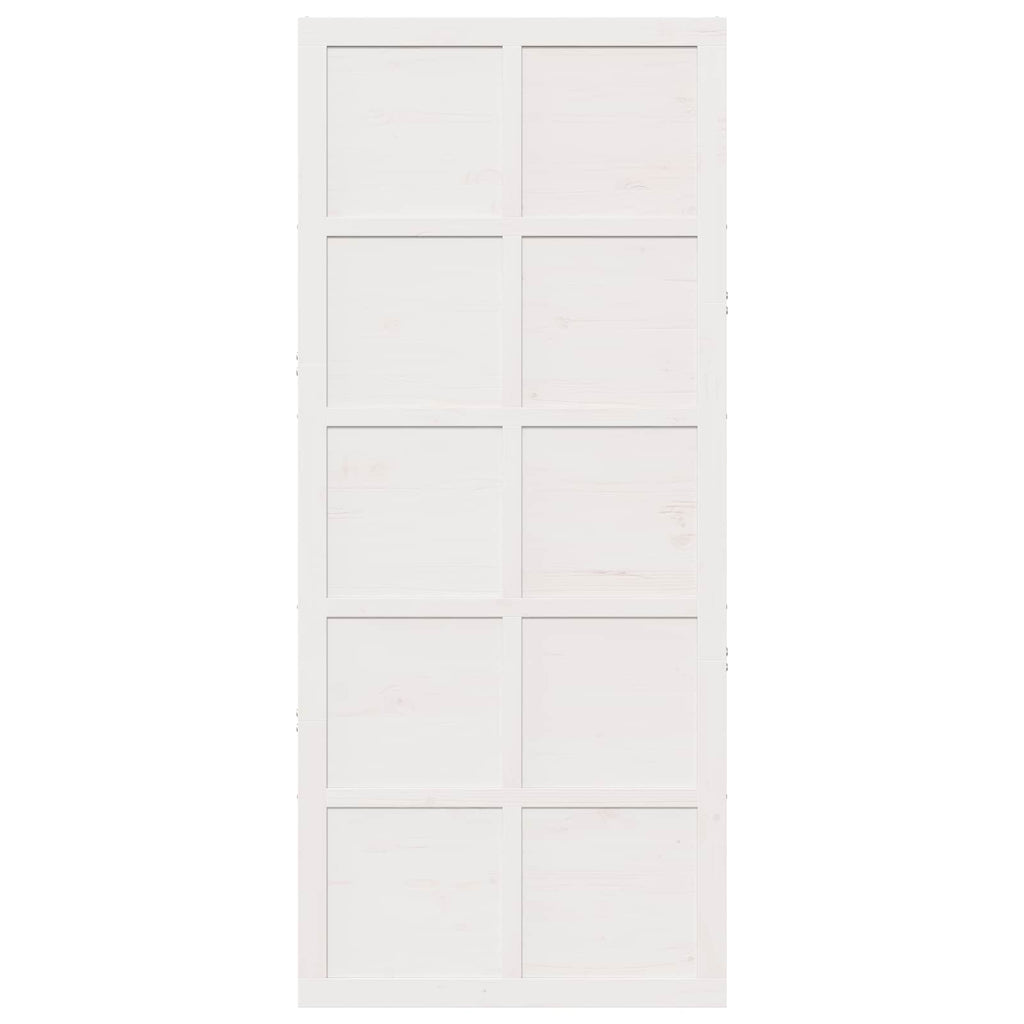 vidaXL Drzwi do stodoły Biały 90 x 2,5 x 208 cm Lite drewno sosnowe