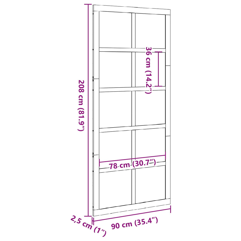 vidaXL Drzwi do stodoły Sosna woskowana 90 x 2,5 x 208 cm