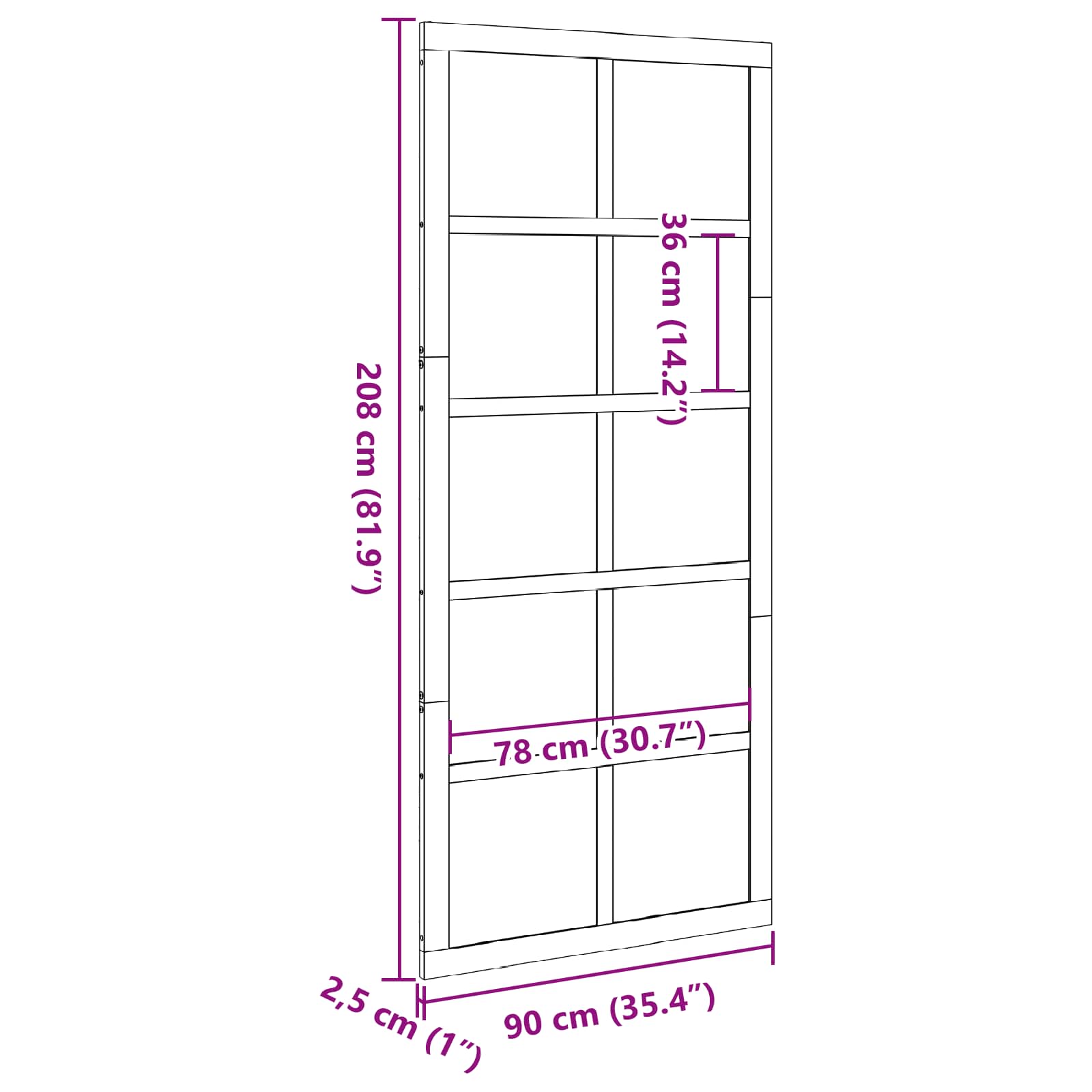 vidaXL Drzwi do stodoły Sosna woskowana 90 x 2,5 x 208 cm