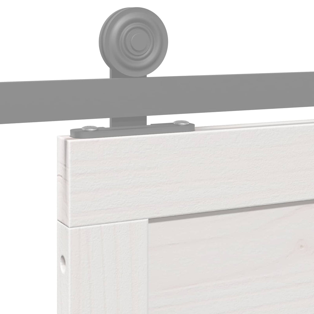 vidaXL Drzwi do stodoły Biały 80 x 2,5 x 208 cm Lite drewno sosnowe