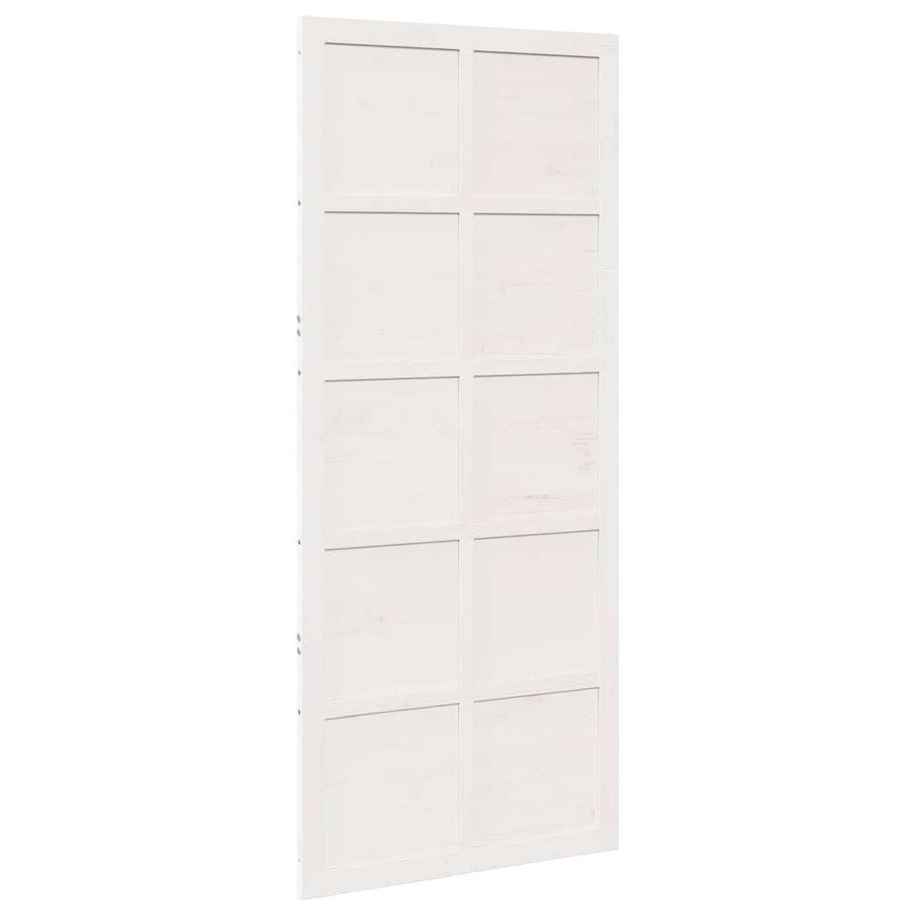 vidaXL Drzwi do stodoły Biały 80 x 2,5 x 208 cm Lite drewno sosnowe